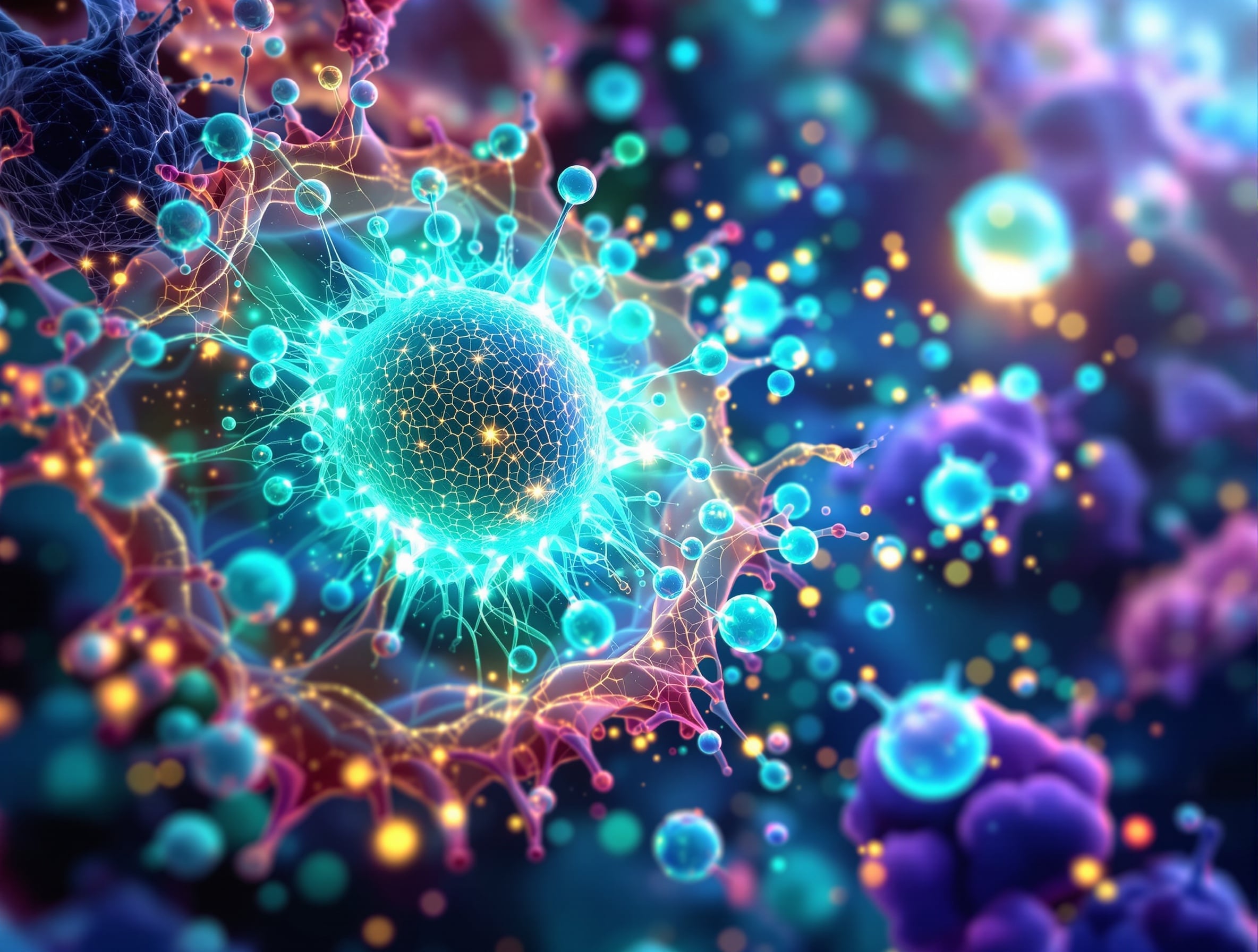 Cellular oxidative defense visualization representing NRF2 pathway